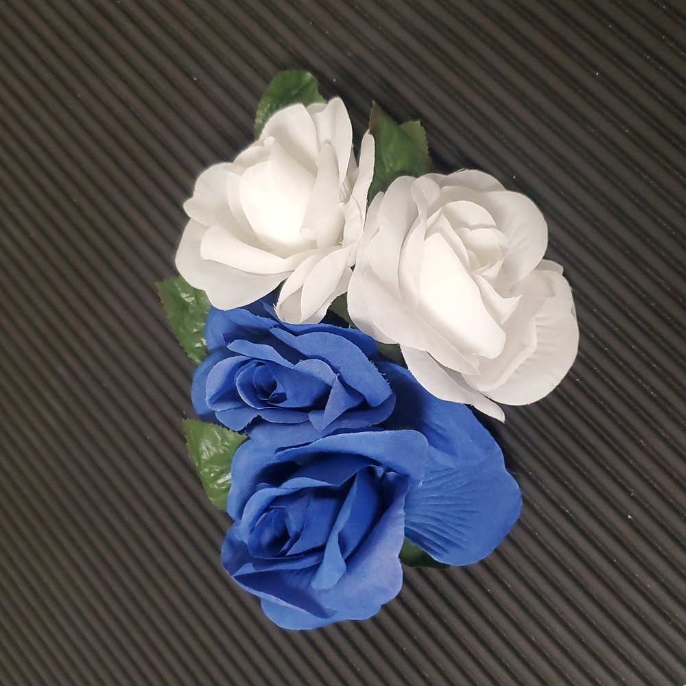 Flower Hair Piece Blue White Green